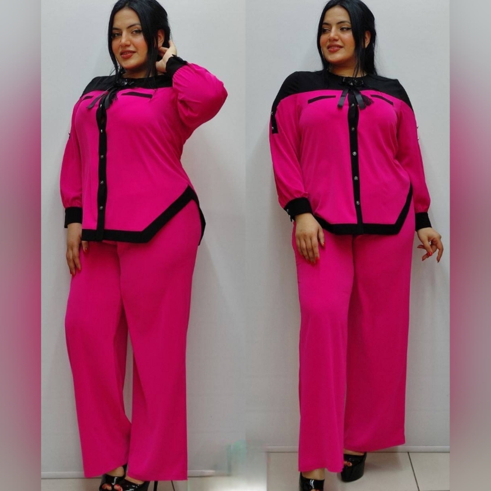 NWT - 2 Piece Pink & Black Pant Set